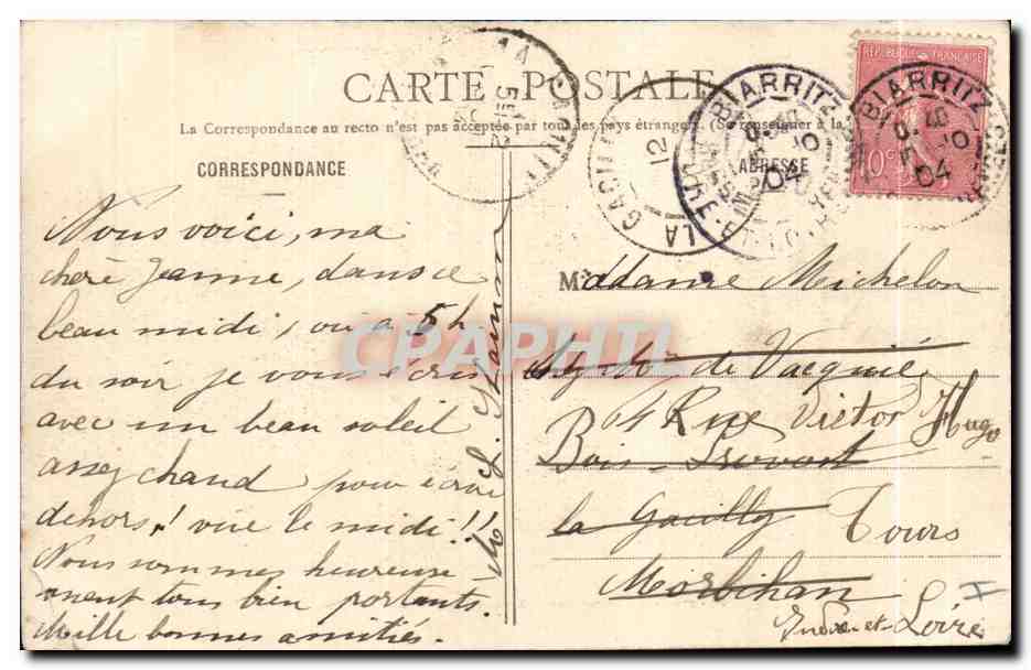 CPA Biarritz Fort Des Pecheurs Et Cote — Rückseite
