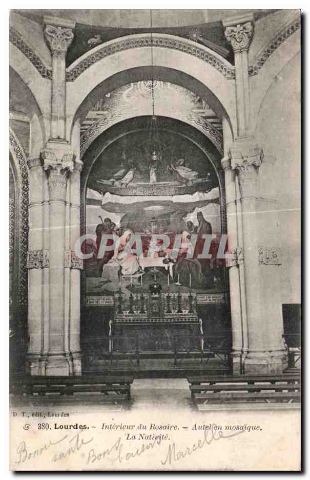 CPA Lourdes Interieur du Rosaire Autel en Mosaique la Nativite