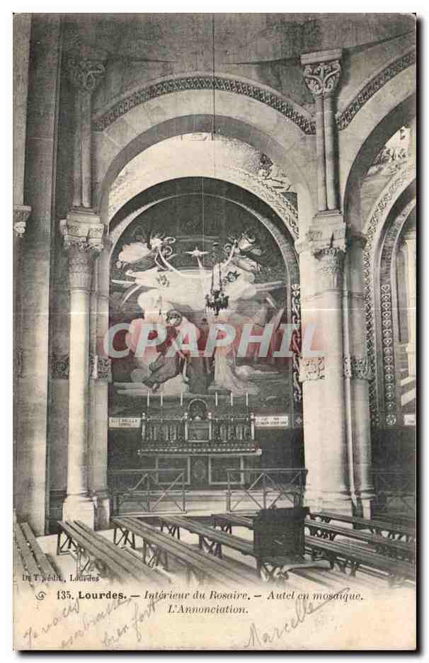 CPA Lourdes Interieur du Rosaire Autel en Mosaique L Annonciation