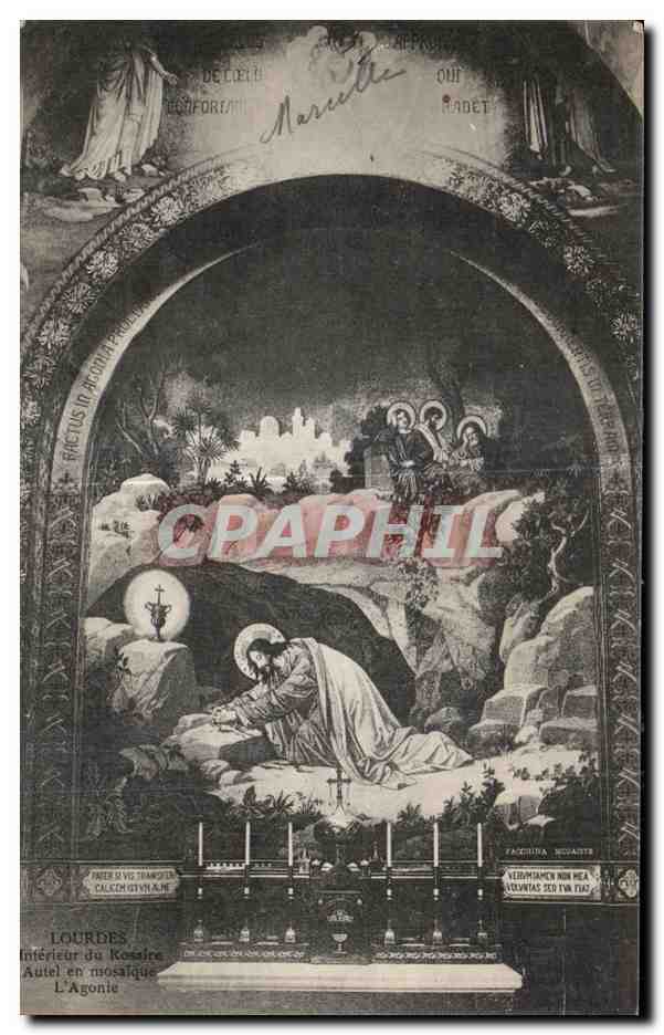 CPA Lourdes Interieur du Kossire Autel en Mosaique L Agonie