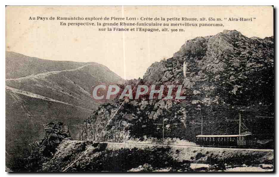 CPA An Pays de Ramuntcho explore de Pierre Loti Crete de la Petite Rhume Train 