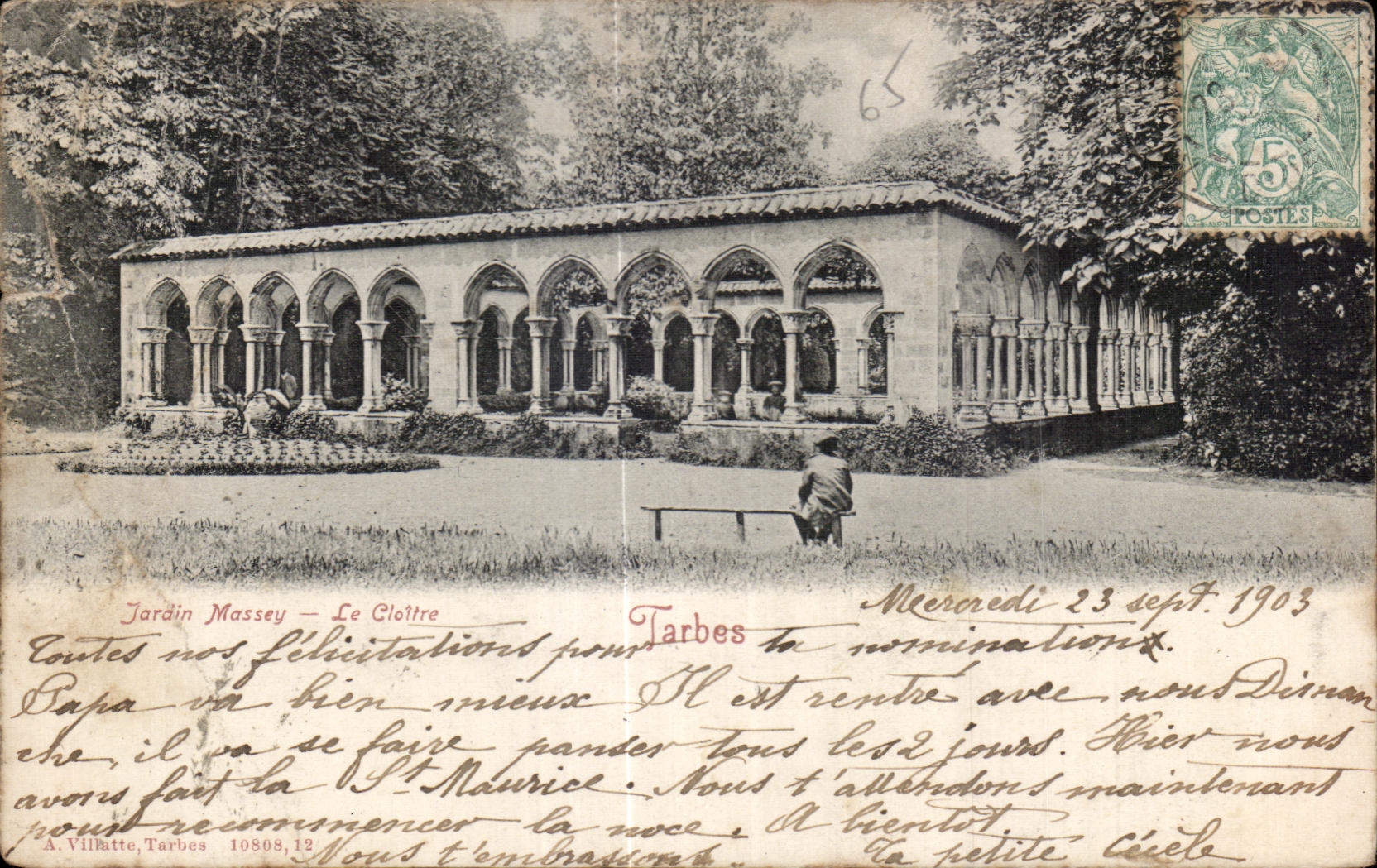 Jardín Massey — El Claustro — A. Villatte, Tarbes, n°10808, 12
