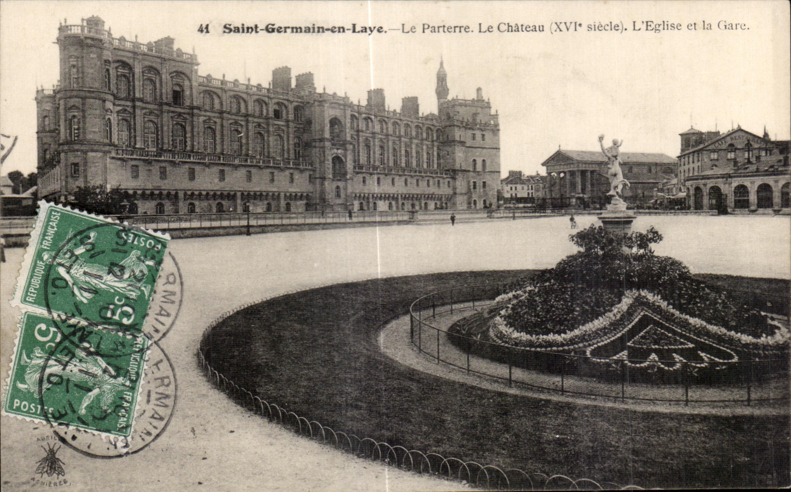 Saint-Germain-en-Laye — Le Parterre. Le Château (XVIe siècle). L'Église et la Gare.