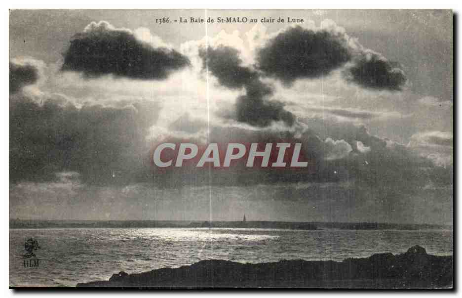 La Baia di St-Malo sotto la luna — n° 1386 — H. Le Mailloï, editore, St-Malo