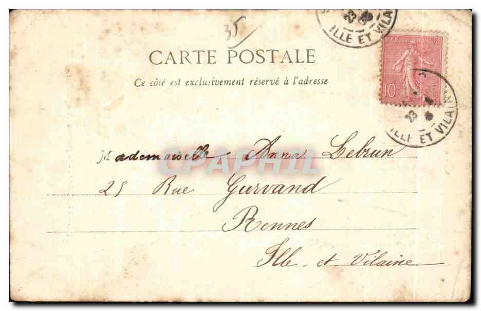CPA Cote D Emeraude Mont Dol La Pierre du Champ Dolent Botrel — Verso