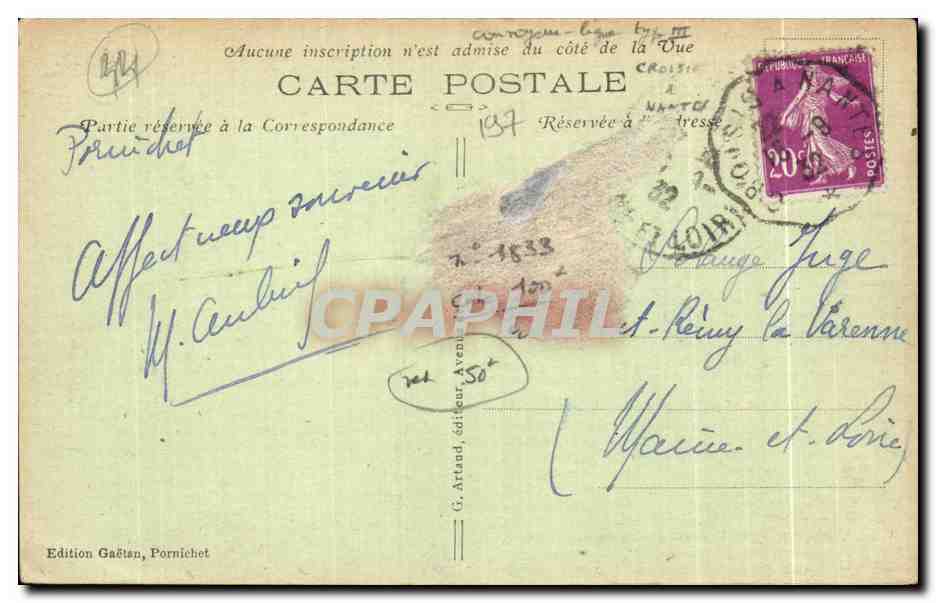 PORNICHET — Les Rochers de Congrigoux — Édition Gaëtan, n°68 — Verso