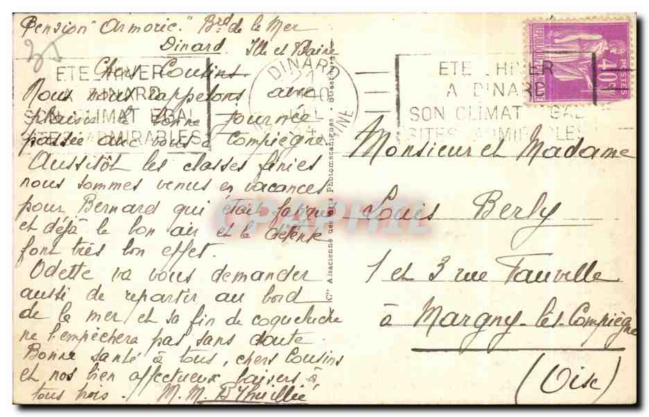 CPA Dinard Les palmiers au fond St Malo a droite le Brittany — Back