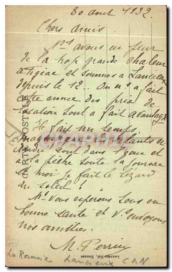 Côte d'Émeraude — Étude d'arbres — Au loin, St-Malo — DINARD-la-VICOMTÉ, n°921 — Verso