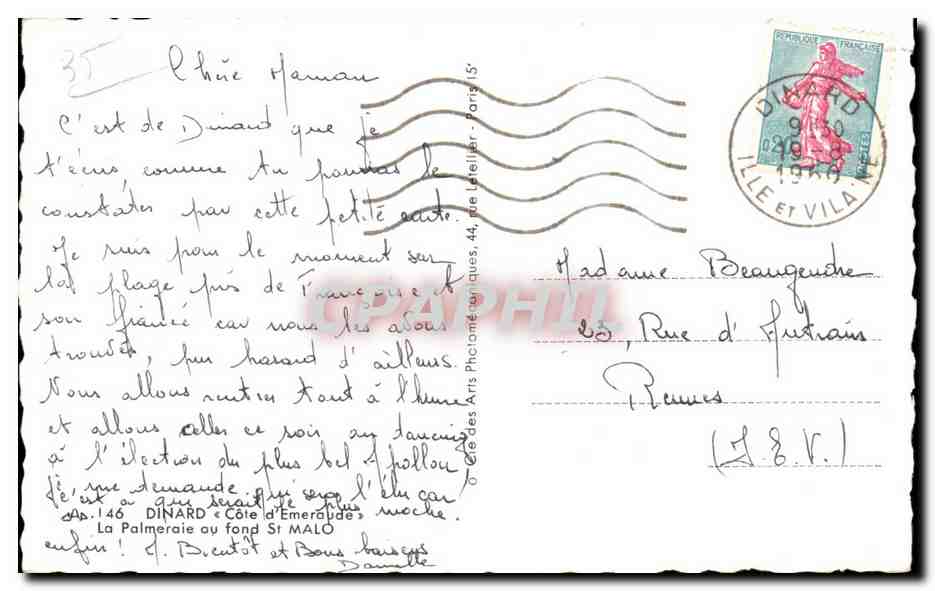 Dinard — Plage et vue sur la baie — Cap, n°46 — Verso