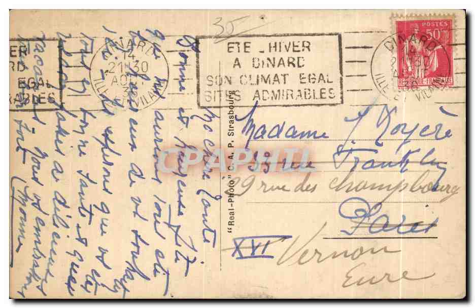 Dinard — Chemin de ronde à la Vicomté — C.A.P. n°29 — Reverso