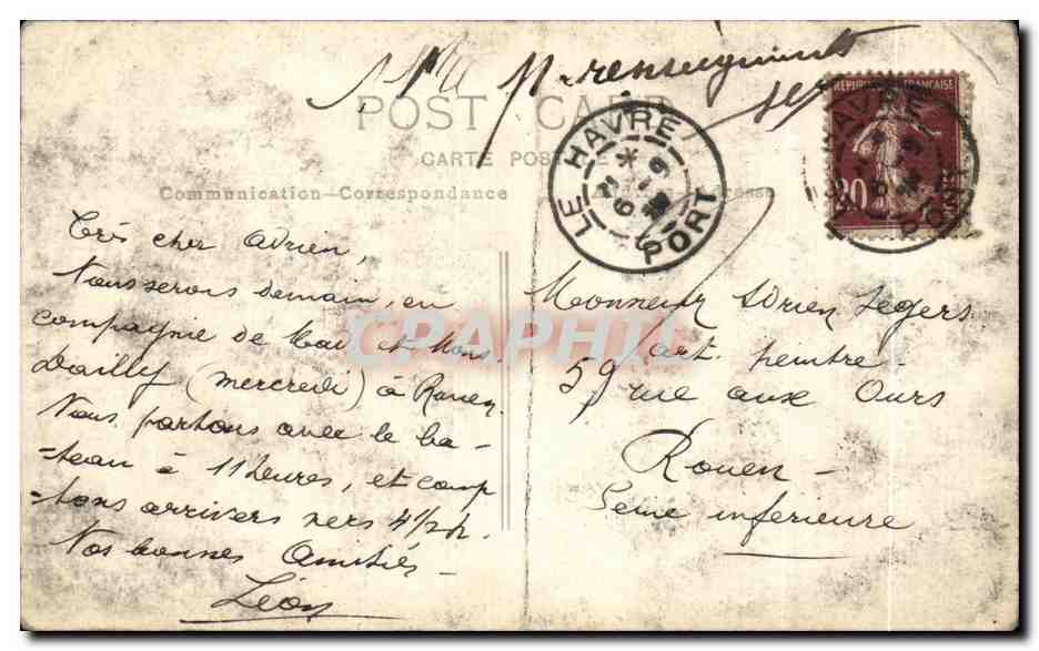 CARTE PHOTO Le Havre Le port 1921 — Rückseite