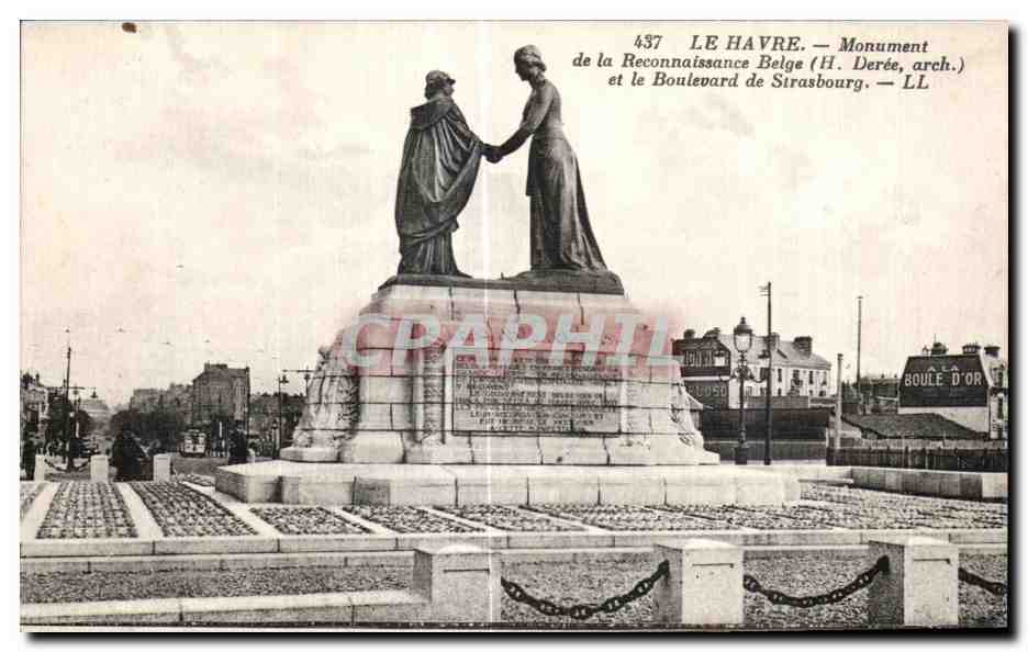 CPA Le Havre Le Monument de la Reconnaissance Belge et le Boulevard