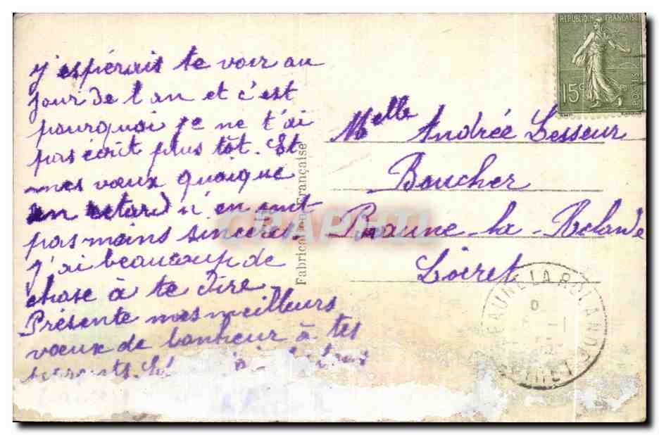 CPA Bonne Annee Fantaisie Fleur — Rückseite