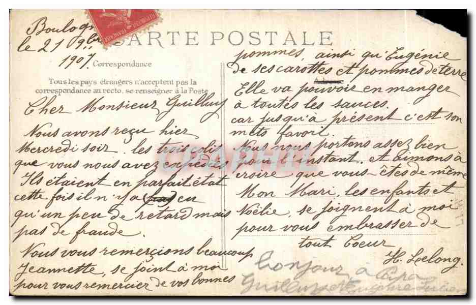 CPA Fantaisie Un Bonjour de Boulogne — Rückseite