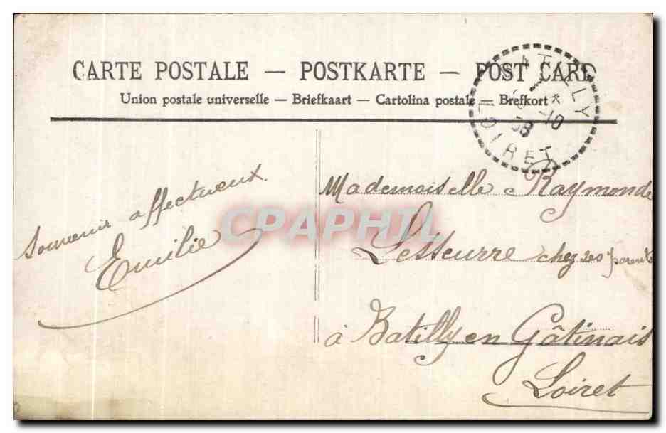 Deux enfants jouant avec des fleurs — éditeur non visible — timbre 5c vert — Verso