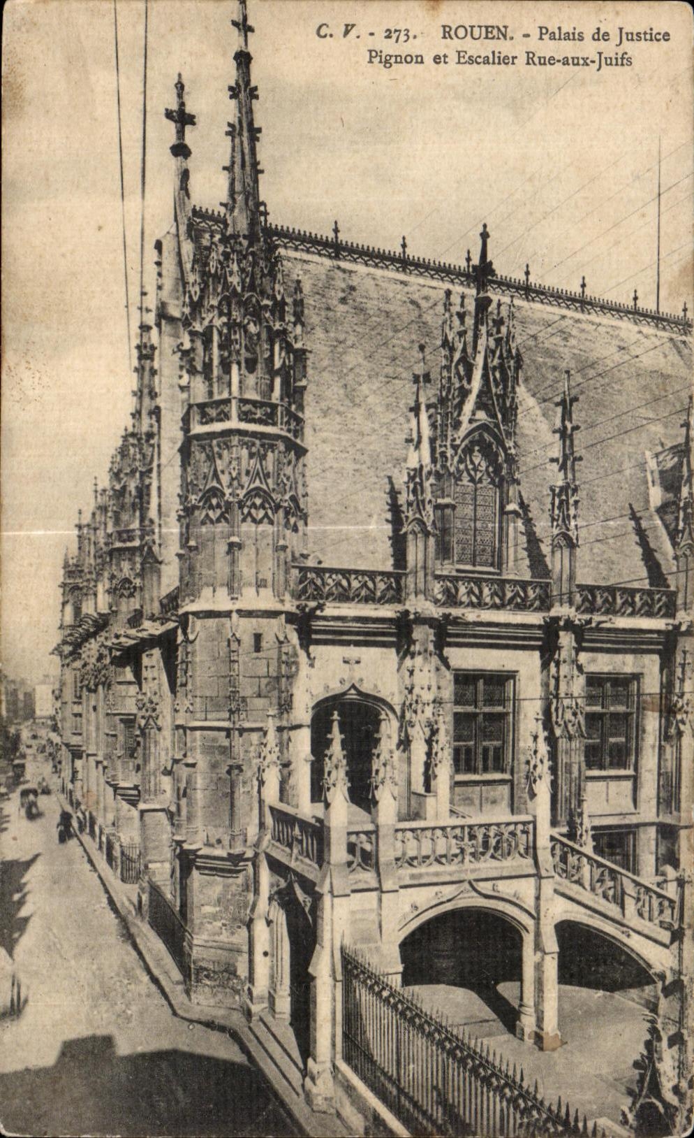 CPA Rouen Palais de Justice Pignon et Escalier Rue aux Juifs
