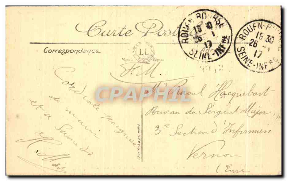 CPA Rouen Palais de Justice Eusemble vu de la Rue aux Juifs — Rückseite
