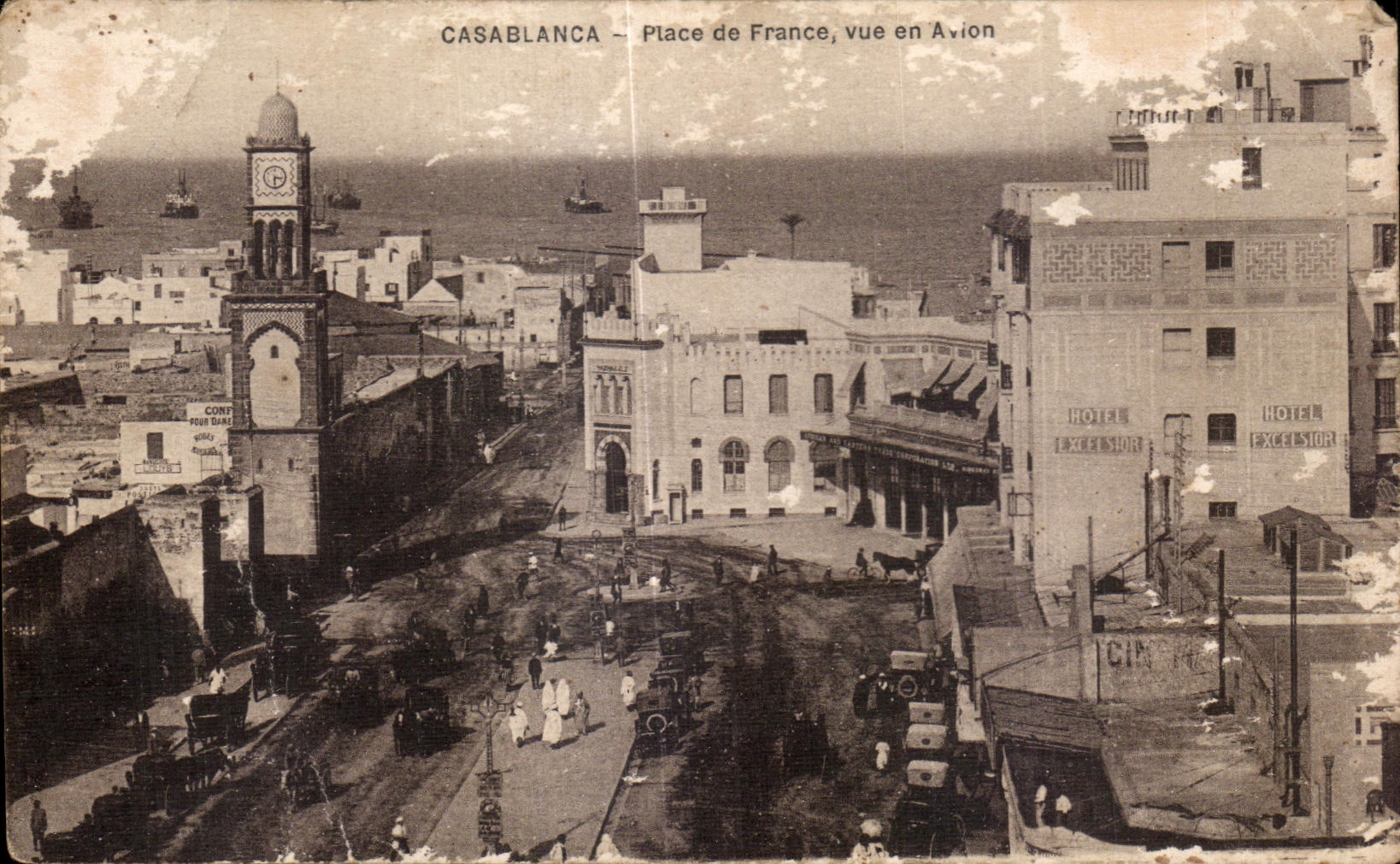 CPA Maroc Casablanca Place de France vue en Avion