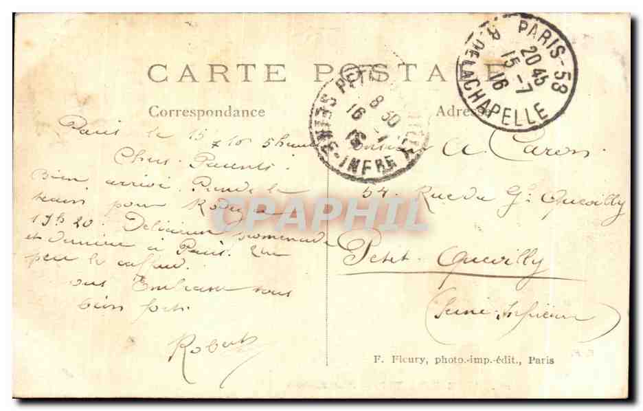CPA Paris Pont Mirabeau — Rückseite