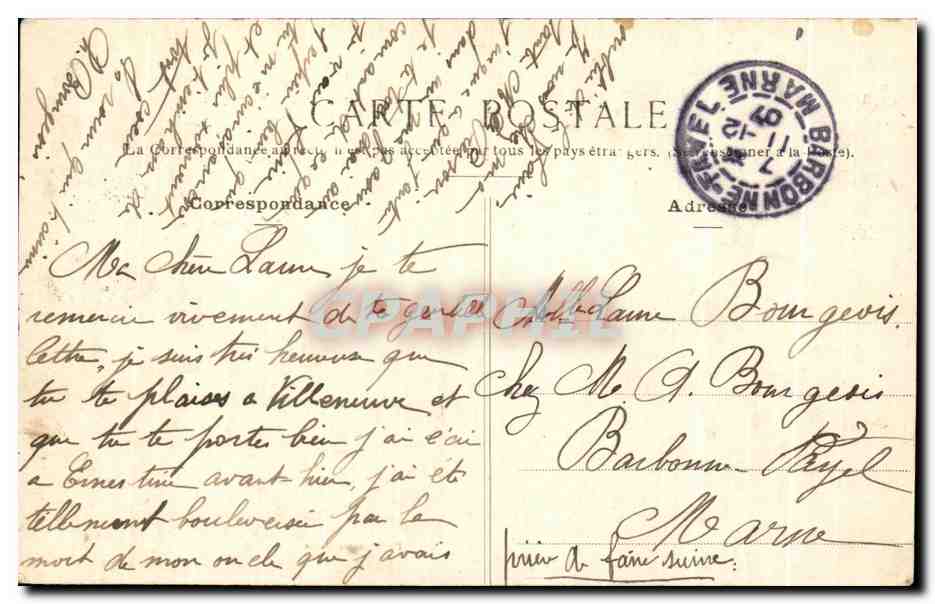CPA Paris La Seine du Viaduc de Parry — Rückseite