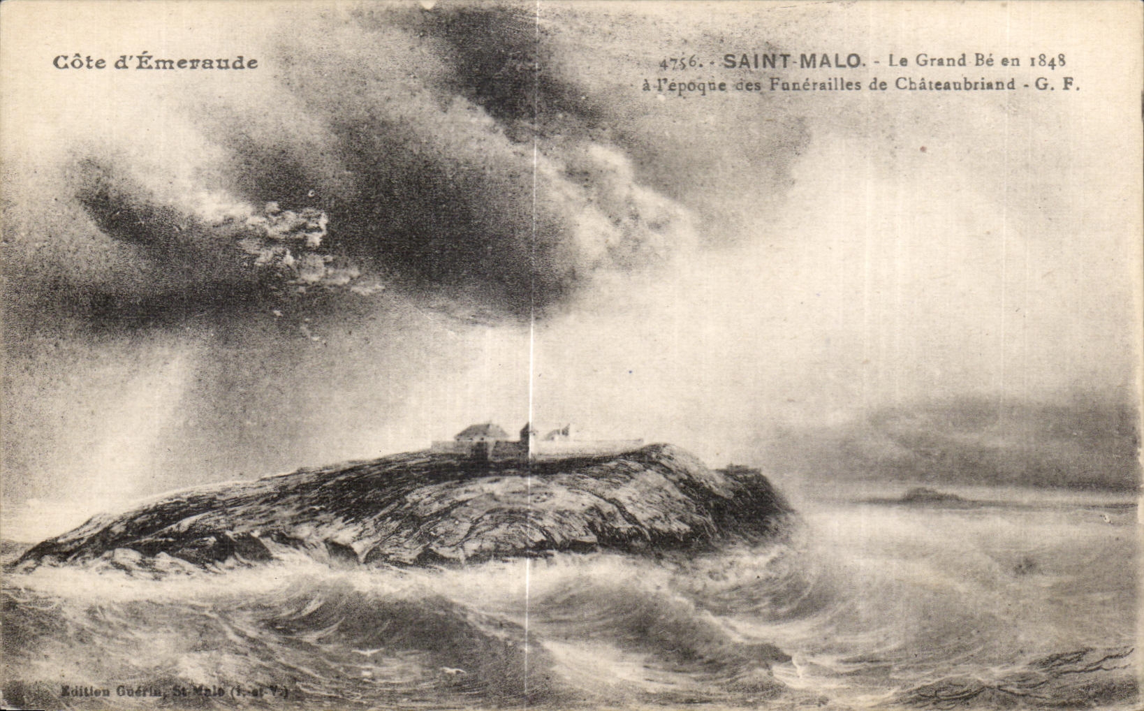 Saint-Malo - Il Grand Bé nel 1848 all'epoca delle Esequie di Châteaubriand - G.F.