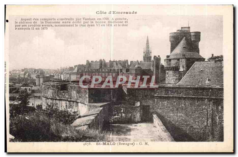 Côte d'Emeraude — Aspect des remparts et du château de Dunesse — G. M., St-Malo (Bretagne)