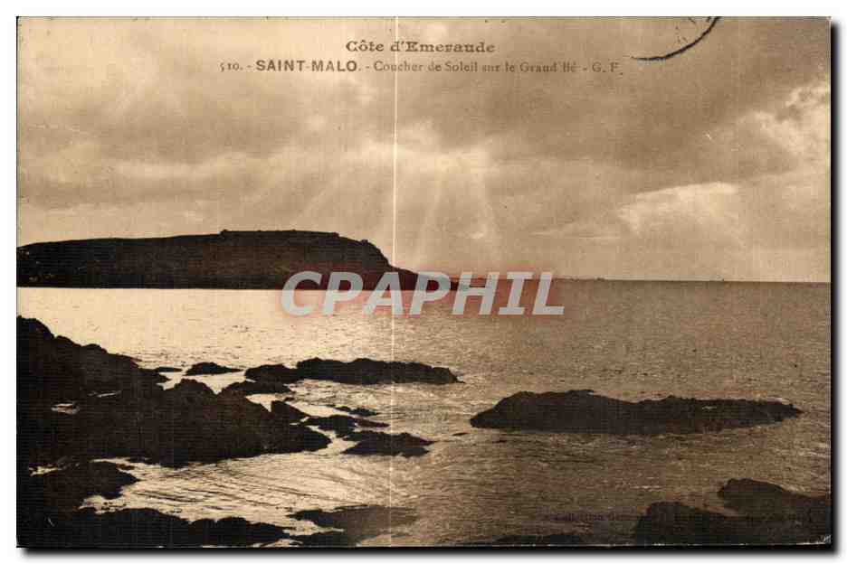 Saint-Malo - Coucher de Soleil sur le Grand Île - G.F. - Côte d'Emerande