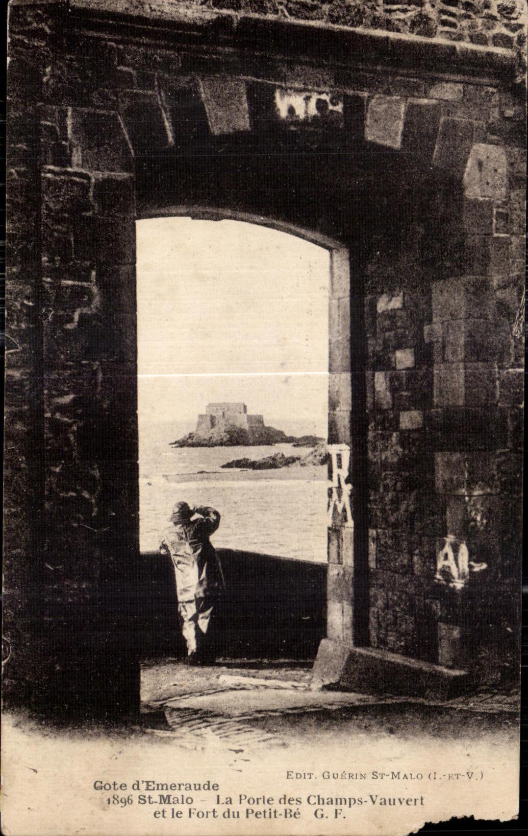 Antike Ansichtskarte Saint Malo Le Porte des Champs Vauvert und der Fort du Petit Be