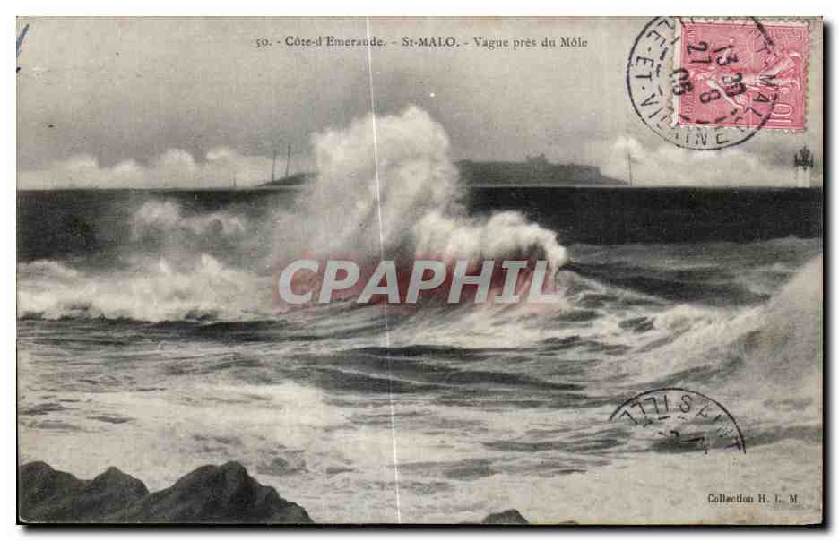 Côte-d'Émeraude - St-Malo - Vague près du Môle