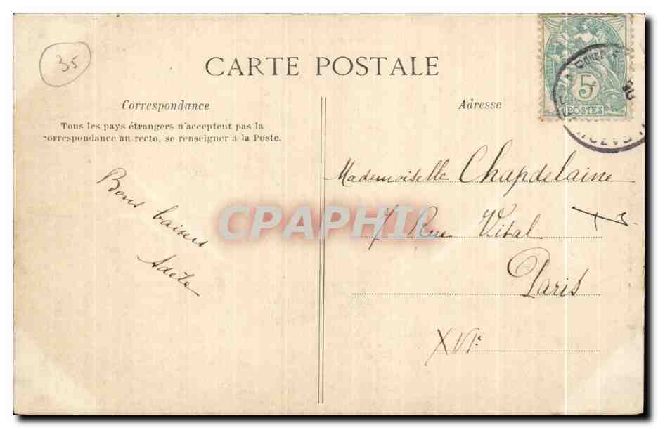 Saint-Malo — Étude de Vagues sur Roche Pendante — G.F. (n° 2379) — Reverso
