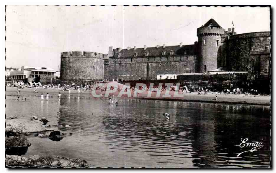 Saint-Malo — Playa del Eventail y Castillo — Editado por M. Guérin, rue de la Flo, St-Malo