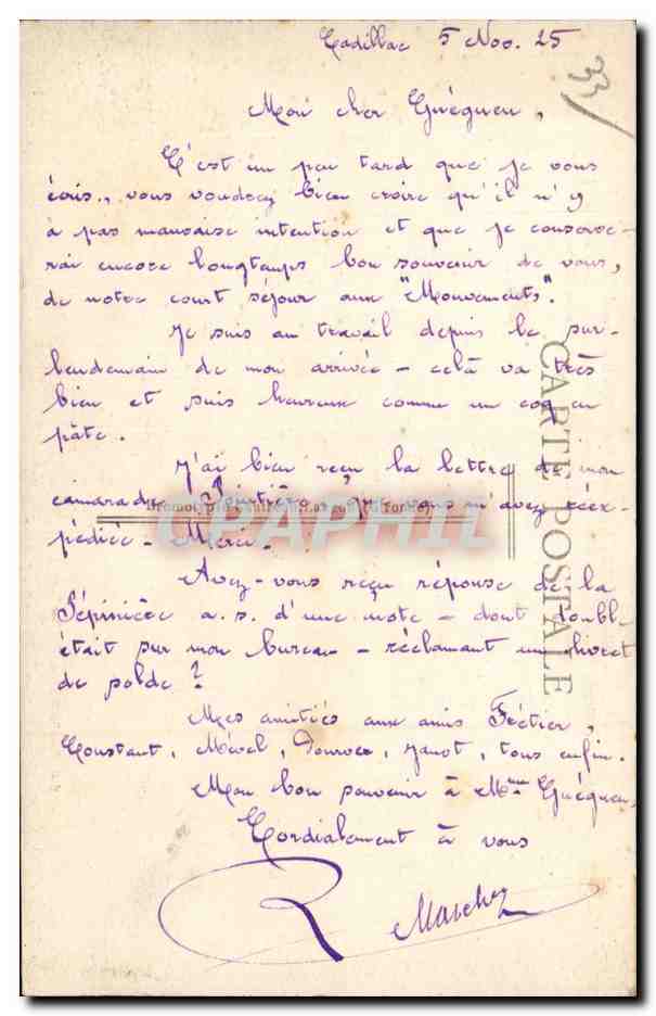 Cadillac-sur-Garonne — Ancien château du XVIe siècle, école pour jeunes filles — éditeur inconnu, n° 2364 — Rückseite