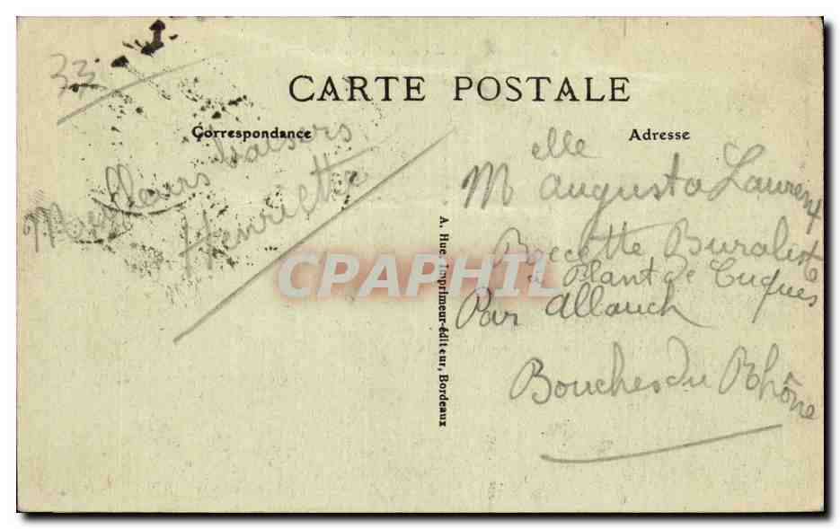 CPA Bordeaux Cours de l intendance — Verso
