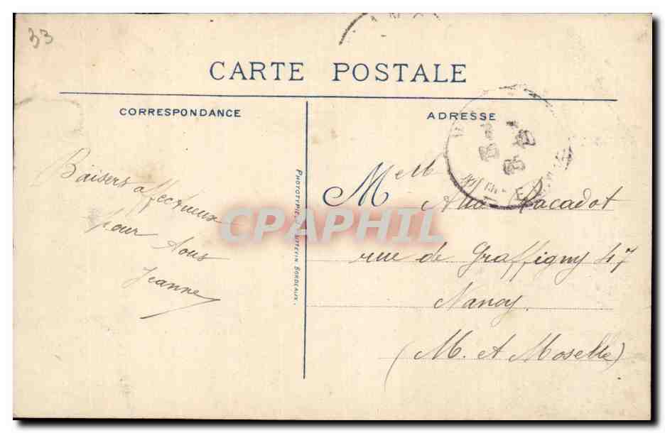 CPA Bordeaux Le fleuve — Verso