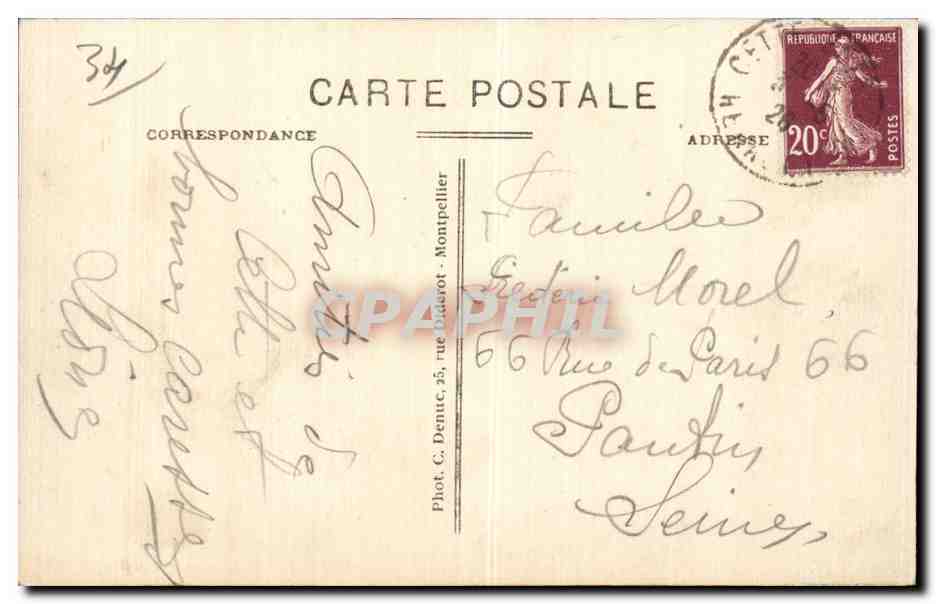CPA Cette Station balneaire et climatique Le theatre et avenue Victor Hugo — Back