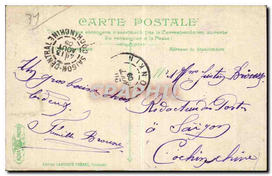 CPA Toulouse Carrefour Lafayette et boulevard de Strasbourg Tramway  — Verso