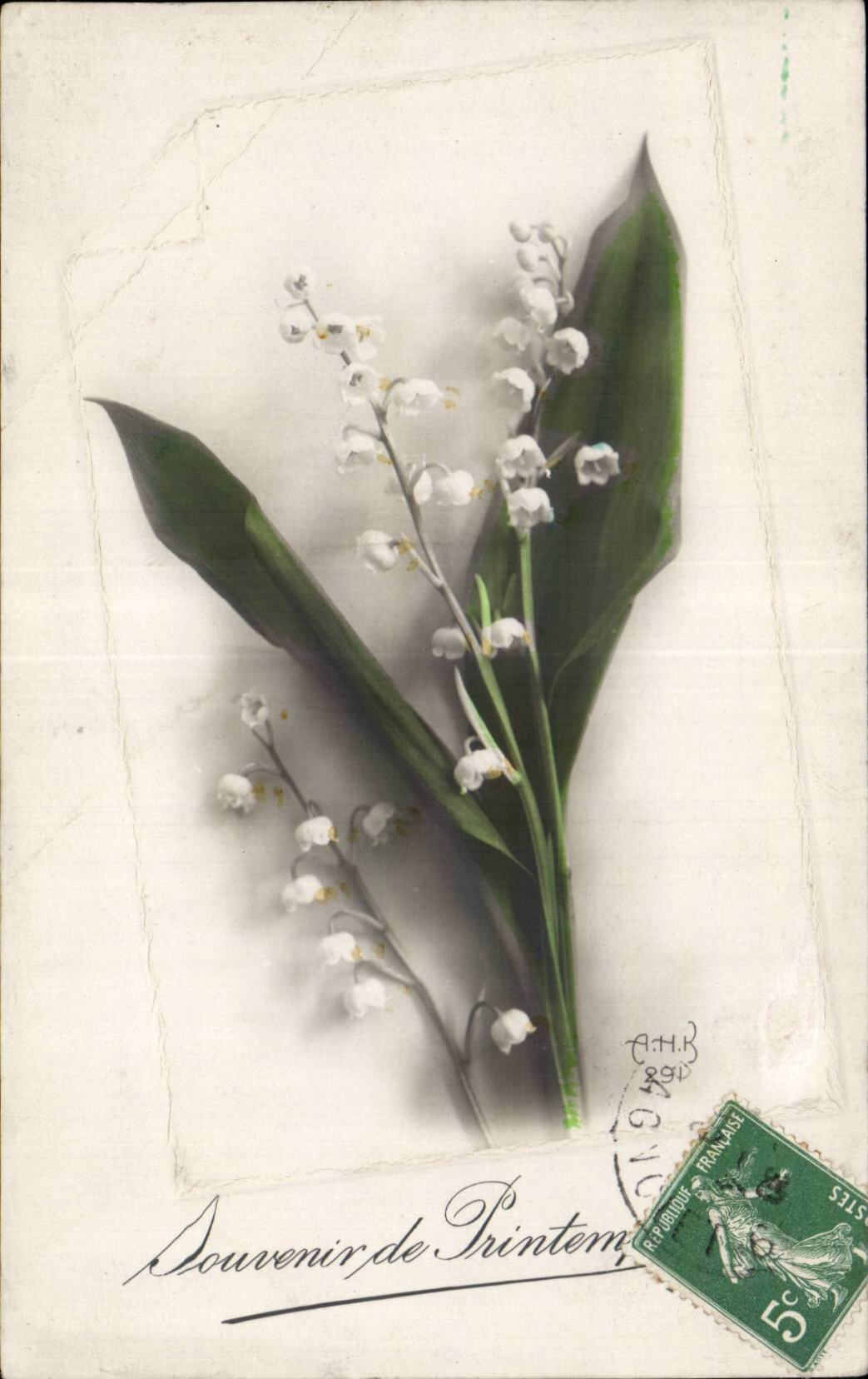CPA Fantaisie Fleurs Souvenir de Printemps Muguet