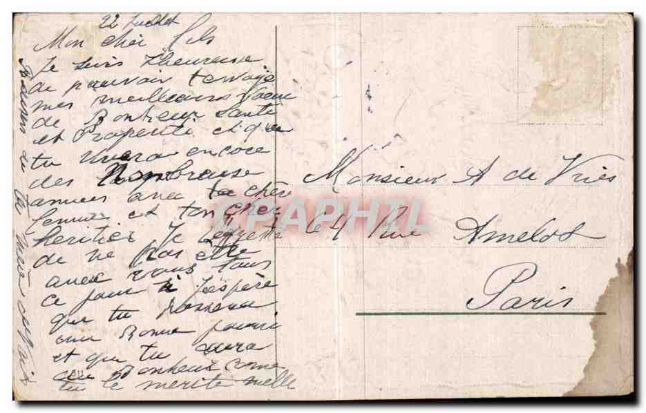 CPA Fantaisie Fleurs Hirondelles Muguet — Verso