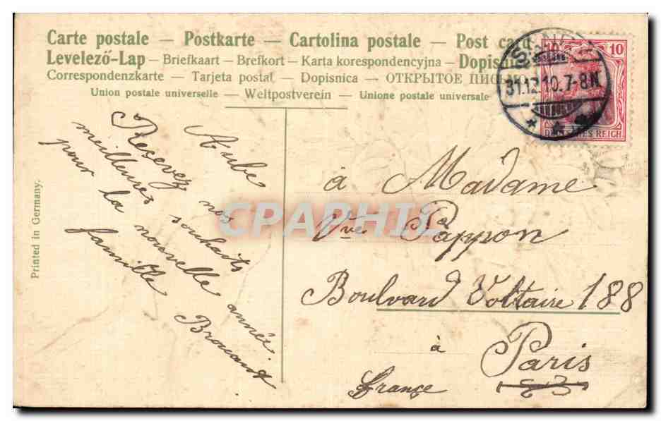 CPA Fantaisie Fleurs Roses Oiseau — Verso
