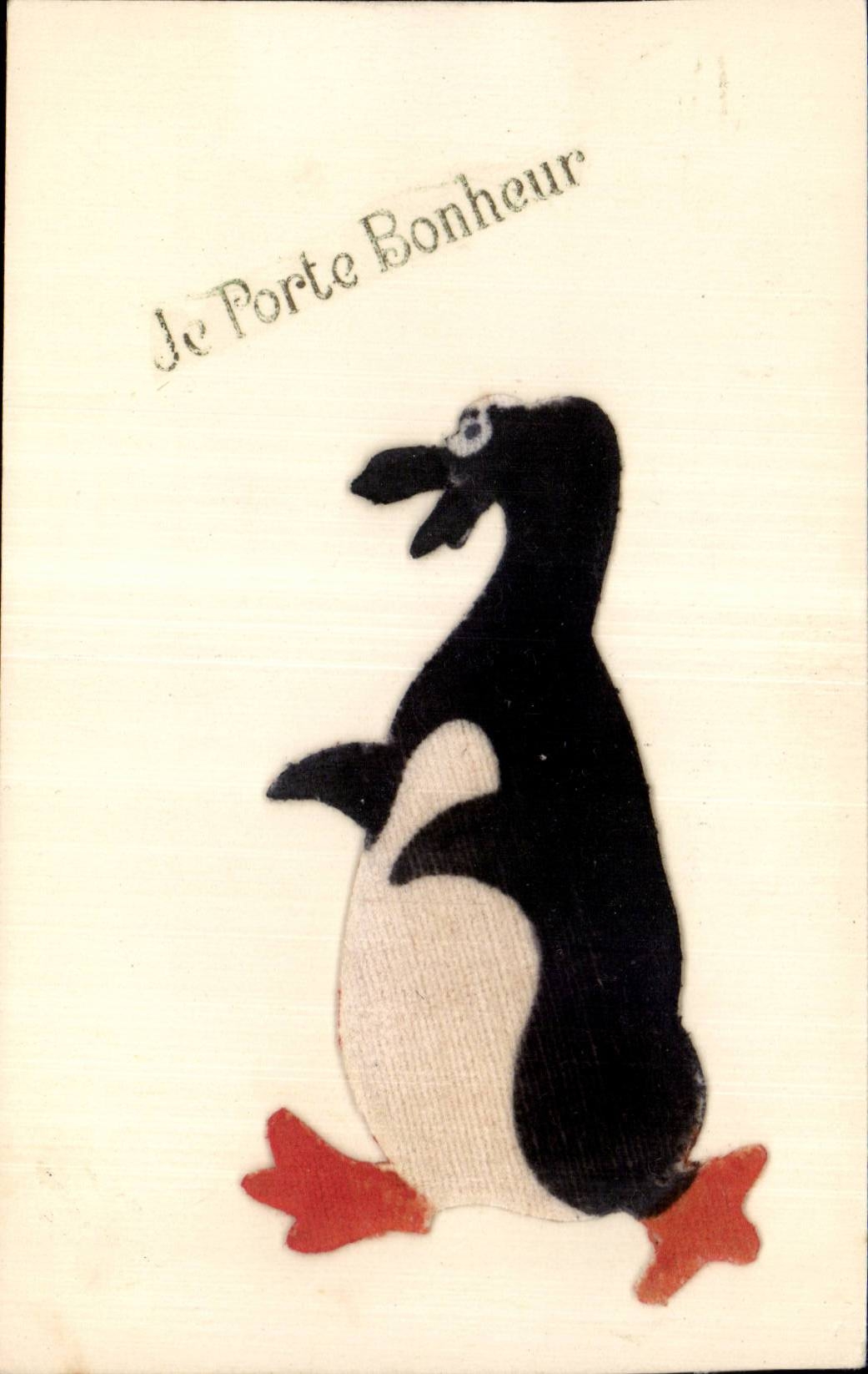 CPA Fantaisie Pingouin Je porte bonheur