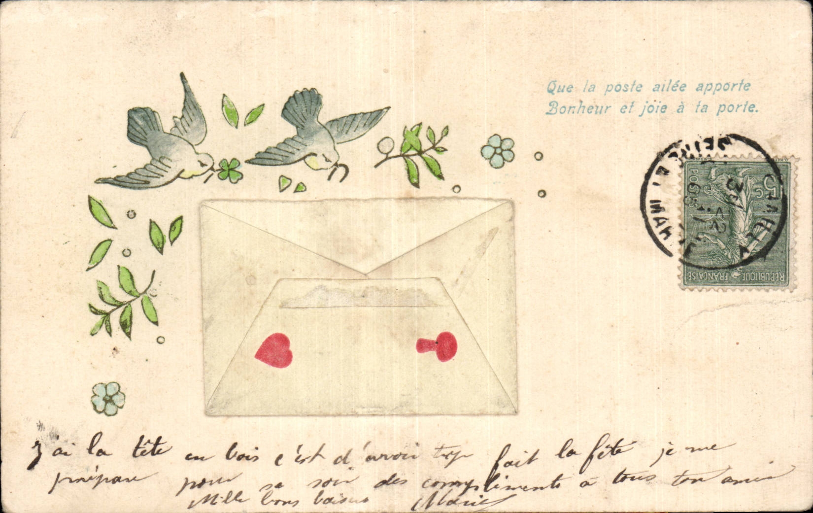 CPA Fantaisie Oiseaux Enveloppe