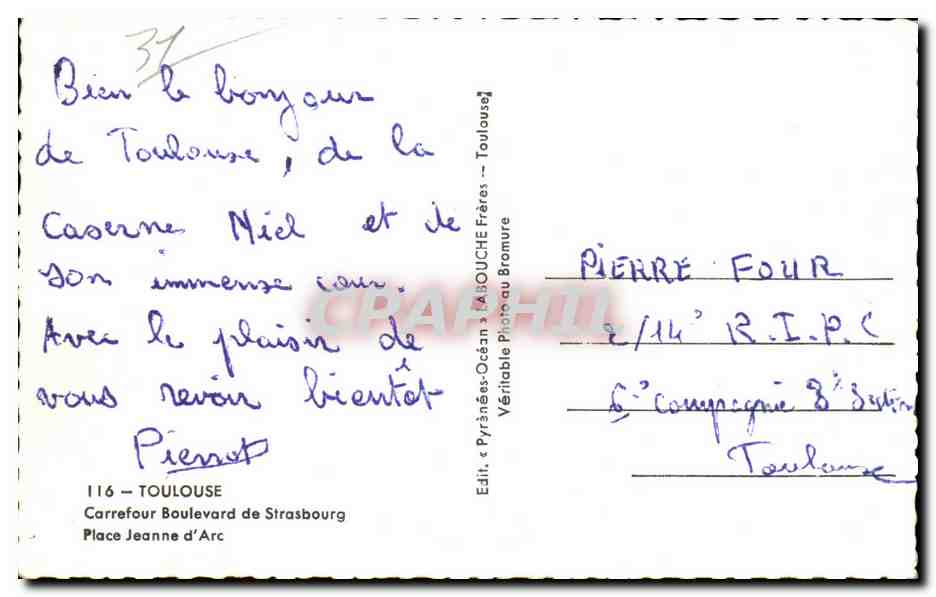 CPSM Toulouse Carrefour Boulevard de Strasbourg Place Jeanne d arc — Verso