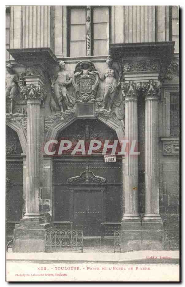 Toulouse - Porte de l'Hôtel de Pièrre — Phototypie Labouché Frères, Toulouse, n° 402