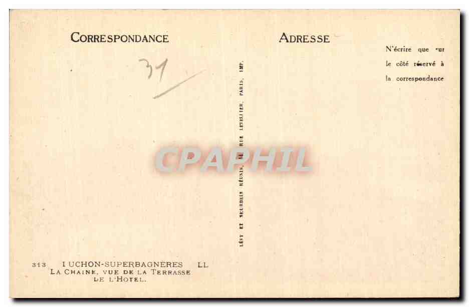CPA Luchon Superbagneres La chaine Vue de la terrasse de l hotel — Rückseite