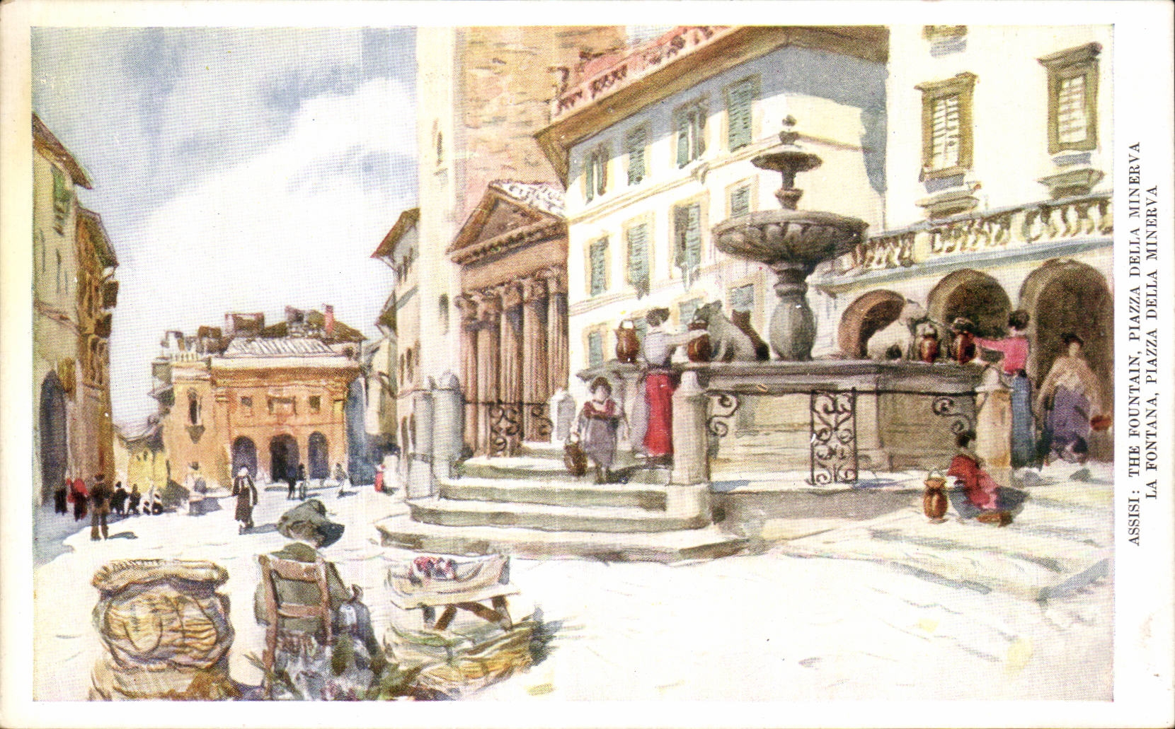 CPA Assisi The Fountain Plazza Della Minerva La Fontana Plazza Della Minerva
