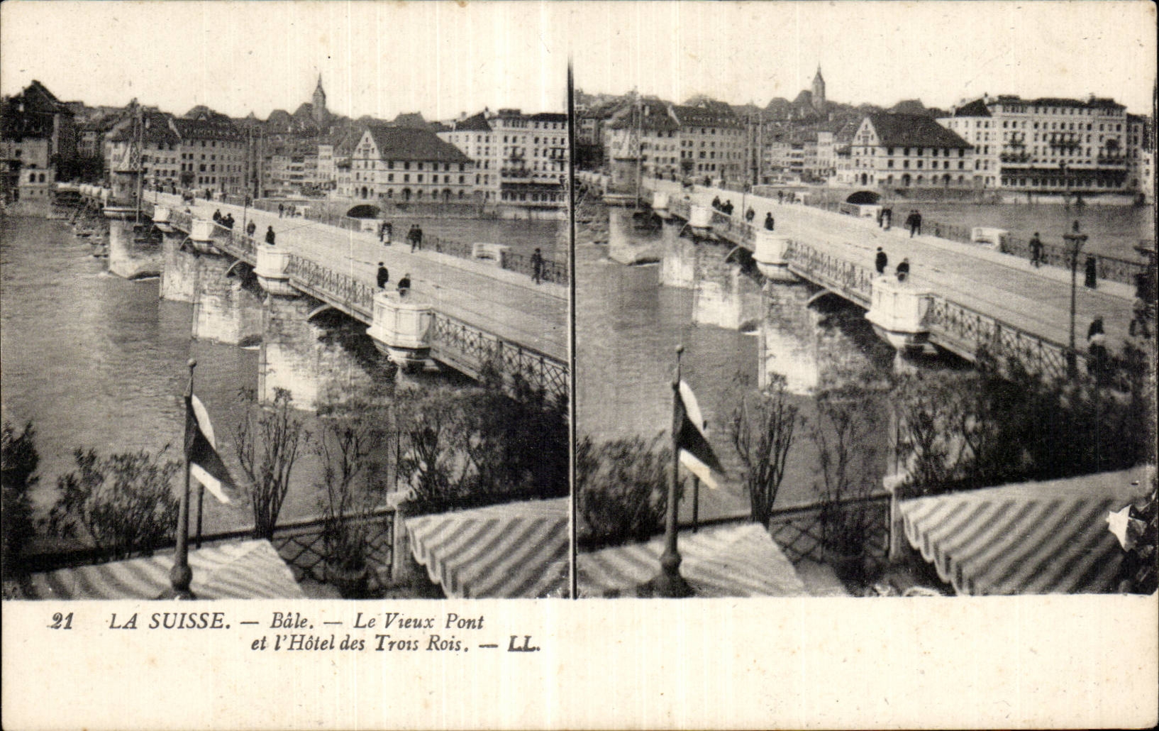 Basel — Der Alte Brücke und das Hotel des Trois Rois — LL