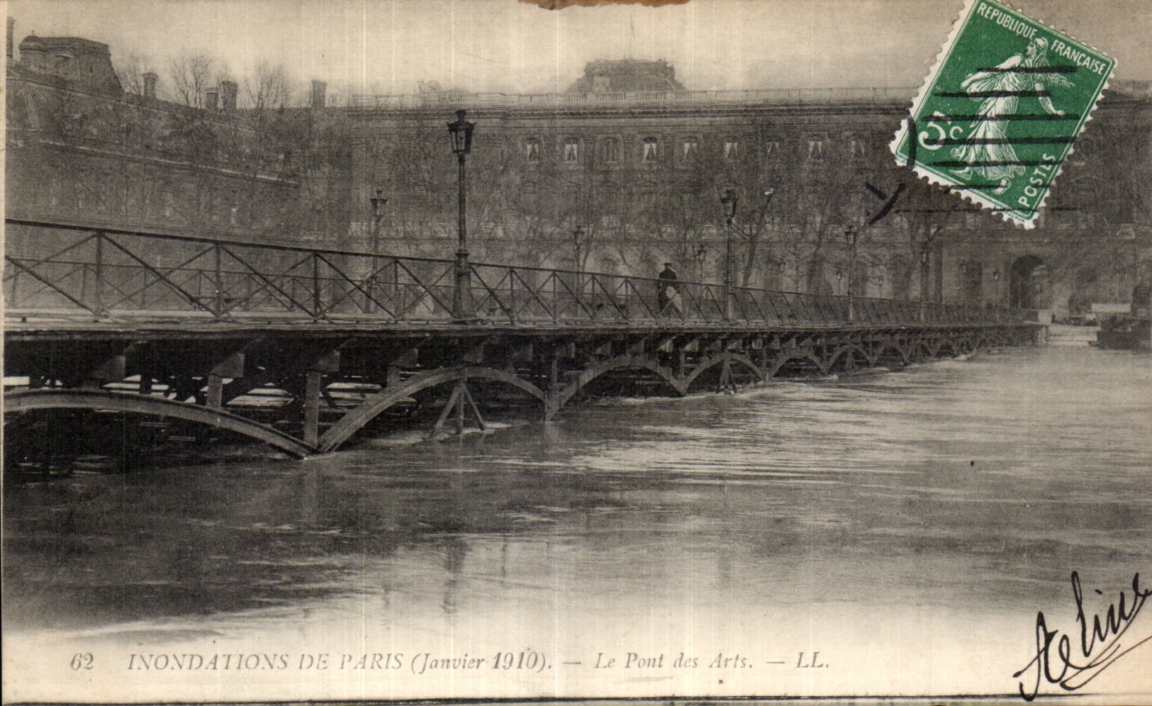 Paris - Inondations de Paris 1910 - Le Pont des Arts - CPA 