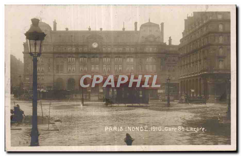 Paris - Inondations de Paris 1910 - Gare St Lazare - CPA 
