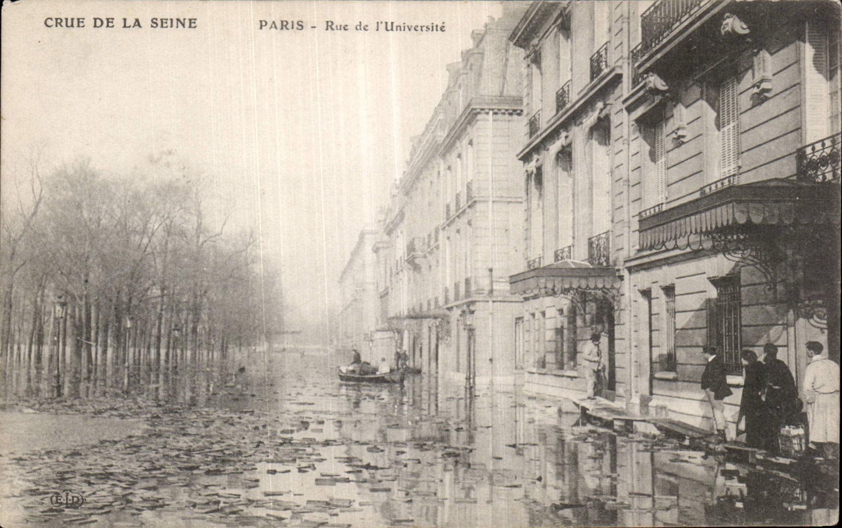 Flood of the Seine — Paris - Rue de l'Université — Publisher C.D.P.