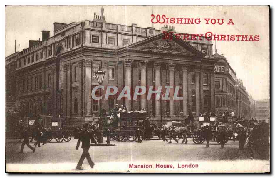 Angleterre - England - Wishing you a Merry Christmas - Mansion House - London - CPA 